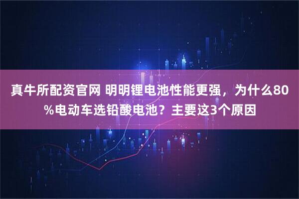 真牛所配资官网 明明锂电池性能更强，为什么80%电动车选铅酸电池？主要这3个原因