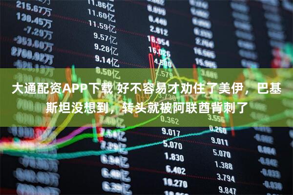 大通配资APP下载 好不容易才劝住了美伊，巴基斯坦没想到，转头就被阿联酋背刺了